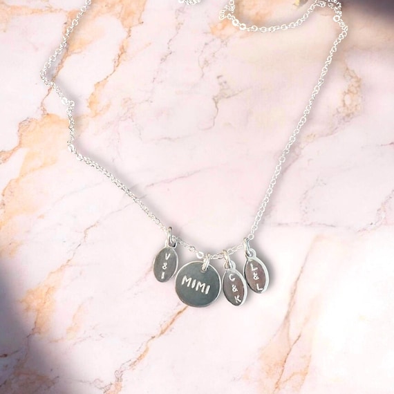 Custom Grandmother Necklace • Personalized Nana, Mimi, Gigi Jewelry • Kids’ Initials or Birthdates • 14k Gold Filled or Sterling Silver