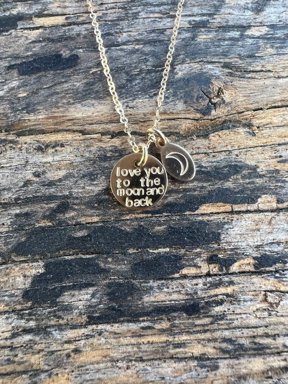 Love you to the moon and back necklace with moon charm, gift for mom, mothers day necklace