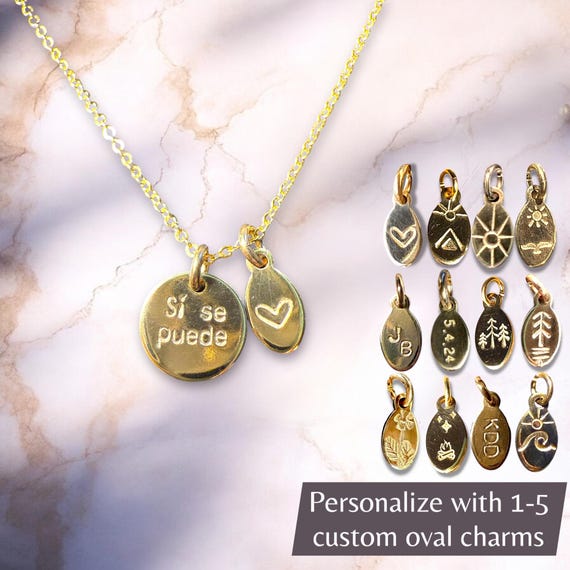 Custom Quote Necklace • Personalized Pendant with Initials, Dates, or Symbols • Gold Fill or Sterling Silver • Tiny Custom Disc Necklace
