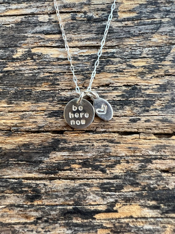 be here now with heart in sterling silver