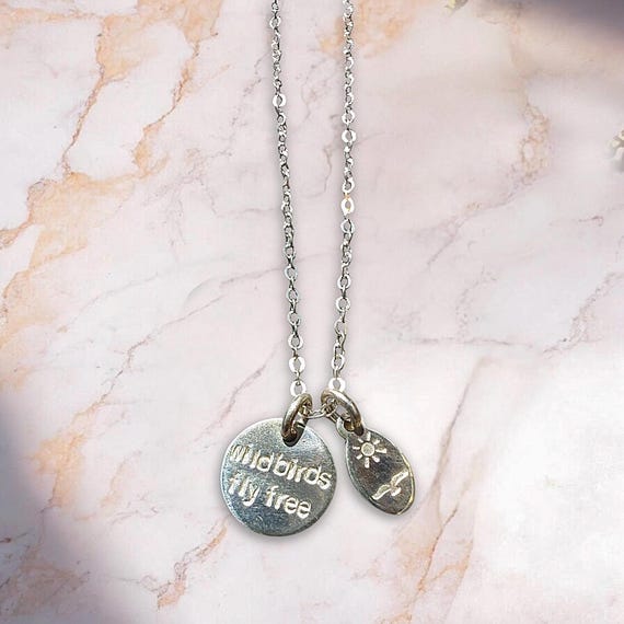 Wild Birds Fly Free Necklace • Dainty Nature Quote Jewelry • Minimalist Freedom Pendant • Gold Fill or Sterling Silver