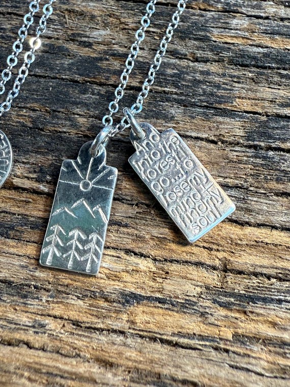 Into the Forest I Go Necklace • John Muir Quote Jewelry • Nature-Inspired Gift • 14k Gold Filled or Sterling Silver Adventure Pendant