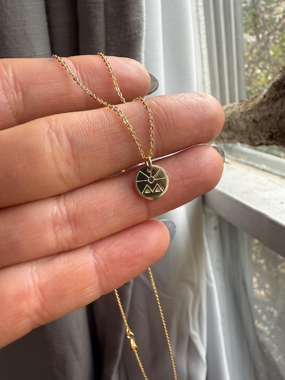 Mountains with sunset charm necklace - dainty mountain necklace - waterproof jewelry- Asheville necklace - mountain girl gift