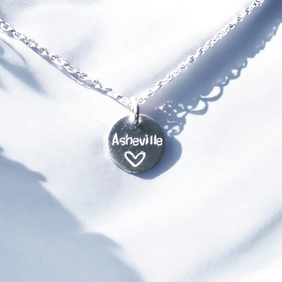 Asheville necklace- Dainty Asheville jewelry- Asheville Artist- Support Asheville small woman owned business- WNC Artist- Asheville gift