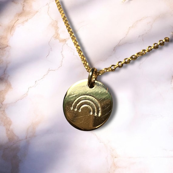 Rainbow Disc Personalized Necklace • Subtle Pride Jewelry • LGBTQ+ Gift • Dainty Minimalist Pendant • Gold Fill or Sterling Silver