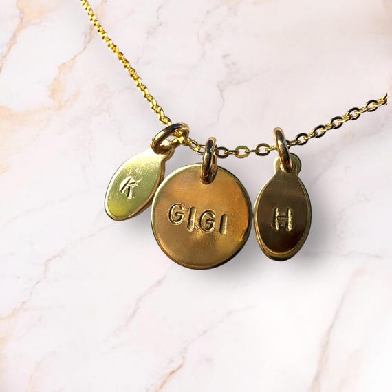 Gigi Custom Name Necklace • Personalized Grandchild Initial Jewelry • Dainty Gold Fill or Sterling Silver Family Pendant