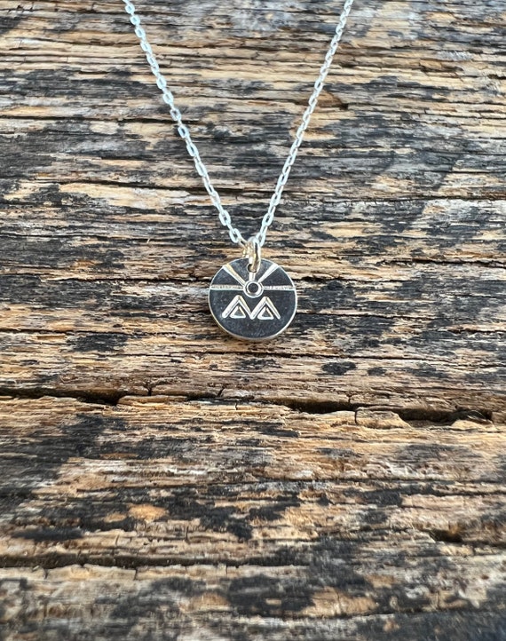 Sterling silver mountains with sun necklace