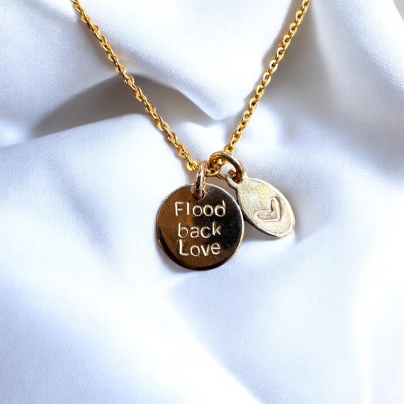 Flood Back Love Necklace • 14k Gold Fill • Hurricane Relief Jewelry by Asheville Artist • WNC Support Design