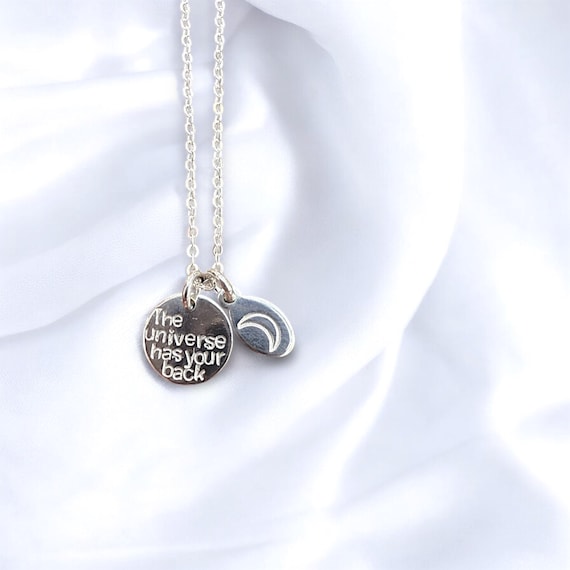 The Universe Has Your Back Necklace • Dainty Self-Love Affirmation Jewelry • Minimalist Cosmic Gift • Gold Fill or Sterling Silver Pendant