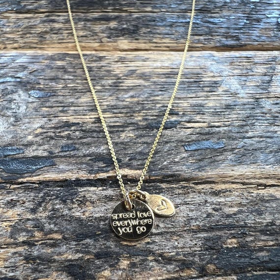Spread Love Everywhere You Go Necklace • Mother Teresa Quote Jewelry • Inspirational Gift for Her • Dainty Gold Fill or Sterling Silver Pend