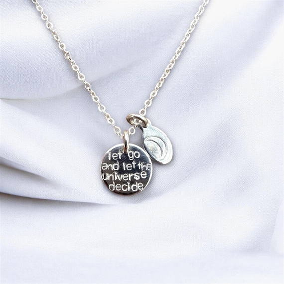 Let Go and Let the Universe Decide Necklace • Personalized Self-Love Affirmation Jewelry • Dainty Gold Fill or Sterling Silver Gift for Her