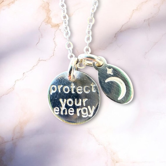 Protect Your Energy Necklace • Spiritual Protection Jewelry • Dainty Affirmation Pendant • Gold Fill or Sterling Silver
