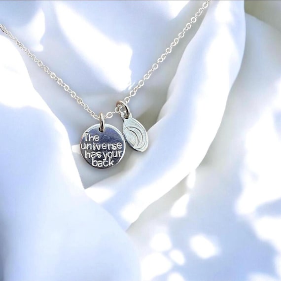 The Universe Has Your Back Necklace • Personalized Manifestation Jewelry • Custom Gold or Silver Affirmation Gift with Optional Charms