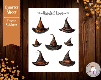 Witch Stickers, Halloween Stickers, Witch Hat, Planner Stickers, Journal Stickers, Bullet Journal, Happy Planner, Classic Planner, Hobonichi