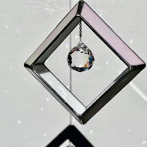Frame It ~ Iridized White Orb with 40mm Aurora Borealis Crystal Prism