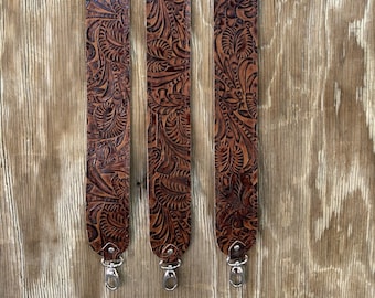 Ready to Ship!  Distressed Embossed Leather Western CROSS BODY Rodeo Purse Strap or Camera Strap w/ Clips *Limited Edition Color*