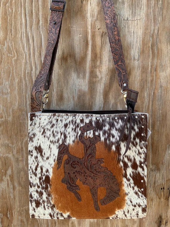 Ready to Ship Distressed Embossed Leather Western CROSS BODY Rodeo