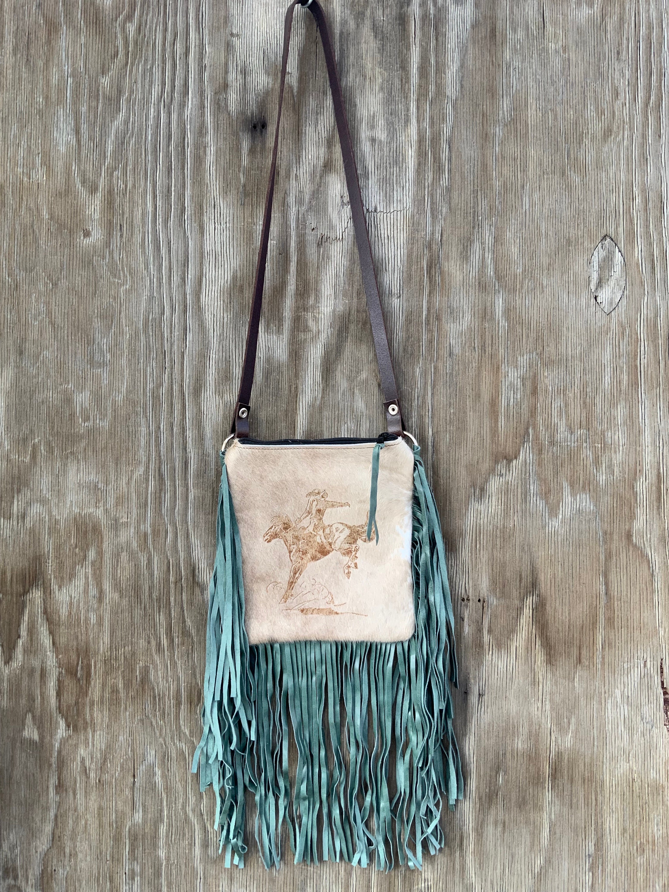3190 Ready to Ship! Embossed Leather Boho Western Cowhide