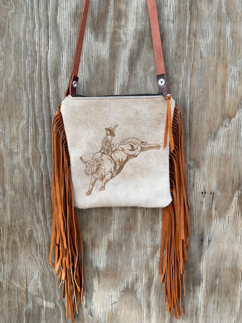 3188 Ready to Ship! Embossed Leather Boho Western Cowhide Fringe ...