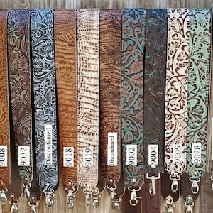 Ready to Ship! Distressed Embossed Leather Western CROSS BODY Rodeo Purse Strap or Camera Strap w/ Clips