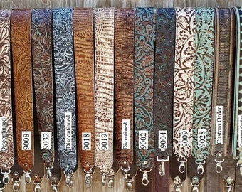 Ready to Ship! Distressed Embossed Leather Western CROSS BODY Rodeo Purse Strap or Camera Strap w/ Clips