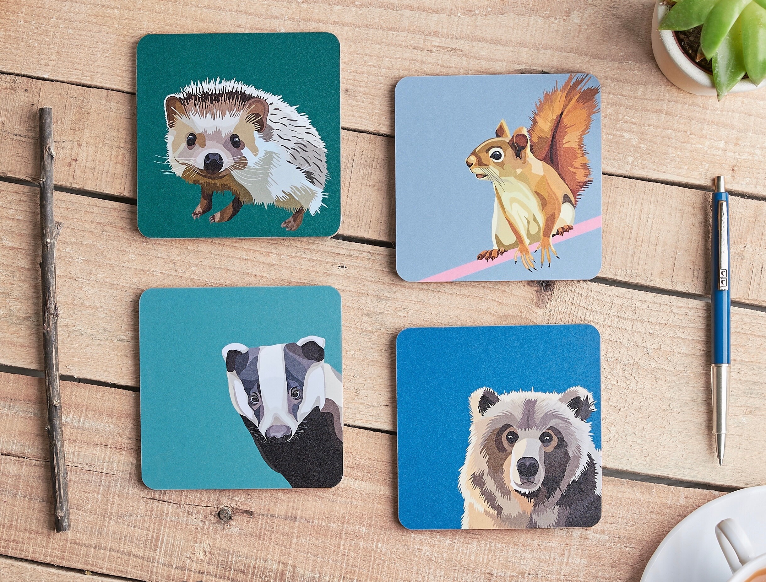 Woodland Animal Coaster Set Coasters Animal Coaster Set Etsy