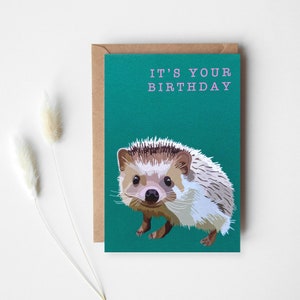 Tarjeta de cumpleaños de erizo - Tarjeta de erizo - Tarjeta de cumpleaños - Tarjeta de animal - Animal de bosque - Tarjeta de felicitación de erizo - Erizo - GCW006