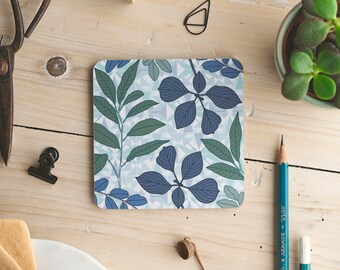Leafy Print Coaster - Coaster - Floral Coaster - Gift for Her - Drinks Mat - Stocking Filler - Plant Lover Gift - New Home Gift