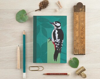 Woodpecker Notebook - A6 Notebook - Woodpecker - Bird Notebook - Garden Bird - Stocking Filler - Stocking Stuffer - Secret Santa Gift