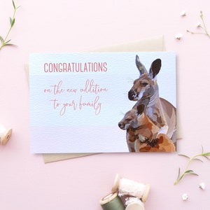 Kangaroo Baby Card - Nouvelle carte bébé - Nouvelle carte d’arrivée - Carte d’adoption - Carte Kangourou - Carte de félicitations - Nouvelle carte maman - GCB004