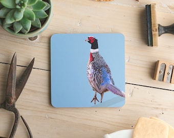 Pheasant Coaster - Coaster - Bird Coaster - Woodland Animal - Pheasant - Drinks Mat - Stocking Filler - Bird Lover Gift - New Home Gift