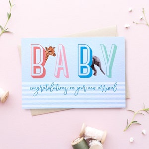 Animal Baby Card - New Arrival Card - New Baby Card - Baby Card - Mum to be Card - New Baby Gift - Baby Boy Card - Baby Girl Card - GCB006