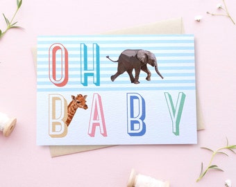 Oh Baby Card - New Baby Card - New Arrival Card - Baby Shower Card - Baby Card - Mum to be Card - Nursery Art - GCB007