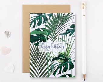Tropical Leaves Birthday Card - Tropical Card - Birthday Card - Tropical Leaves Card - Tropical Greeting Card - Tropical Print - GCT005