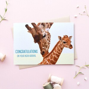 Cartão de bebê girafa - Cartão de bebê novo - Cartão de chegada nova - Cartão de bebê - Cartão de girafa - Cartão de parabéns para bebê - Cartão de nova mãe - GCB002