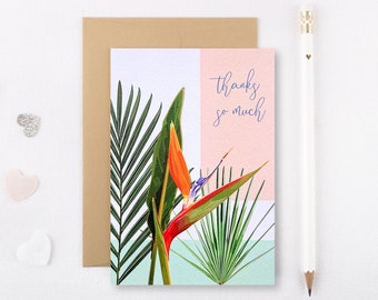 Bird of Paradise Thank You Card - Tropical Flower Card - Thank You Card - Tropical Card - Tropical Greeting Card - Floral Thanks - GCT012
