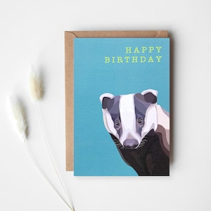 Badger Birthday Card - Badger Card - Birthday Card - Woodland Animal - Animal Card - Badger Greeting Card - Greeting Card - Badger - GCW003