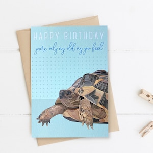 Carte d’anniversaire de tortue - Carte de tortue - Carte d’anniversaire - Carte d’animal - Carte pour lui - Carte de vœux de tortue - Tortue - GCP006