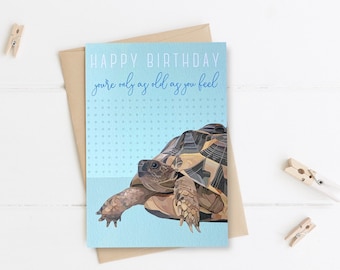 Carte d’anniversaire de tortue - Carte de tortue - Carte d’anniversaire - Carte d’animal - Carte pour lui - Carte de vœux de tortue - Tortue - GCP006