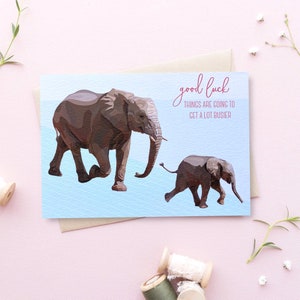 Cartão de bebê elefante - Cartão de bebê novo - Cartão de chegada nova - Cartão de boa sorte - Cartão de elefante - Cartão de chá de bebê - Cartão de futura mamãe - GCB004
