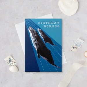 Tarjeta de cumpleaños de ballena - Tarjeta de ballena - Ballena jorobada - Tarjeta de felicitación de ballena - Tarjeta de mar - Tarjeta de animales - Tarjeta de cumpleaños - Ballena - GCA004