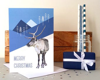 Reindeer Christmas Card - Christmas Card - Reindeer Card - Xmas Card - Animal Card - Greeting Card - Christmas - Reindeer Greeting Card