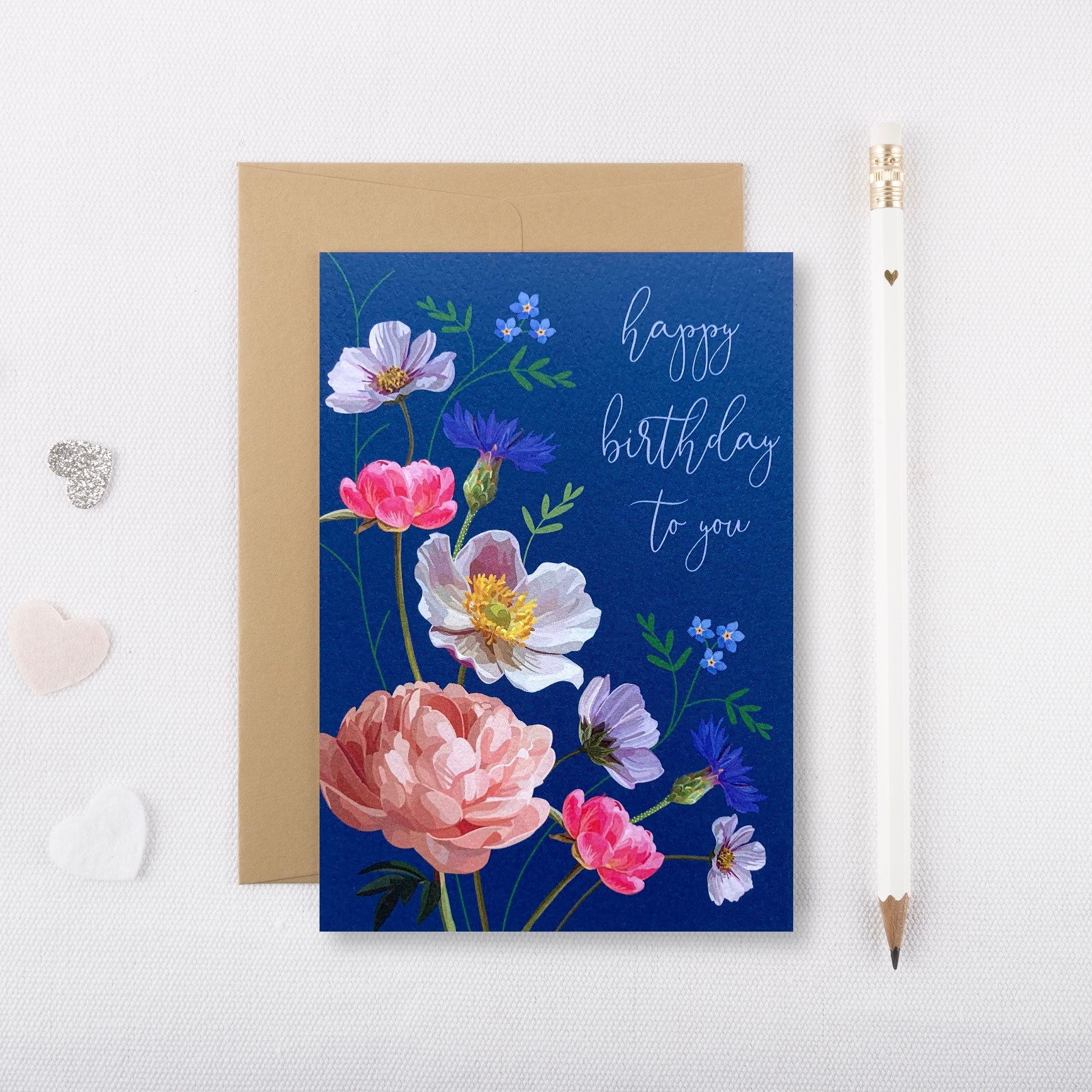 Floral Birthday Card - Peony Card - Vintage Flower Card - Birthday Card ...