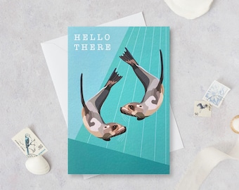 Sea Lion Card - Hello Card - Sea Card - Animal Card - Thinking of You Card - Note Card - Just A Note Card - GCA001