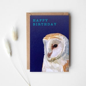 Cartão de aniversário de coruja - Cartão de coruja - Cartão de coruja de celeiro - Cartão de aniversário - Cartão de pássaro - Cartão de animal - Animal da floresta - Cartão de felicitações de coruja - GCW008
