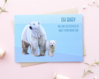 Polar Bear Baby Card - New Baby Card - New Arrival Card - Oh Baby Card - Polar Bear Card - New Cub Card - Mum to be Card - GCB005