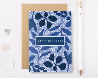 Birthday Card - Happy Birthday - Card for Her - Card for Mum - Garden Lovers Card - Birthday Greetings - Leaf Print - GCR001