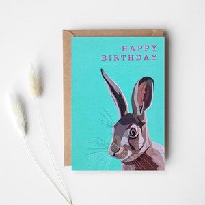 Hare Birthday Card - Hare Card - Birthday Card - Animal Card - Woodland Animal - Hare Greeting Card - Woodland Card - Hare - GCW001