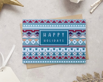 Happy Holidays Card - Christmas Card - Thanksgiving Card - Xmas Card -  Christmas Pattern - Holiday Card - Seasons Greetings Card - GCX015