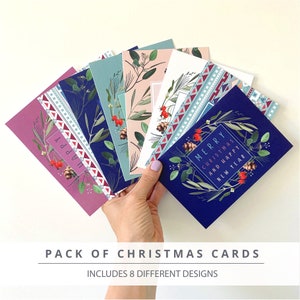 Pack of 8 Christmas Cards Christmas Card Pack Christmas Cards Xmas Cards Pack of Cards Festive Cards Seasons Greetings image 2